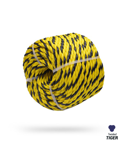 6mm Tiger Rope - Yellow / Black - 3-Strand | SOLD PER METER