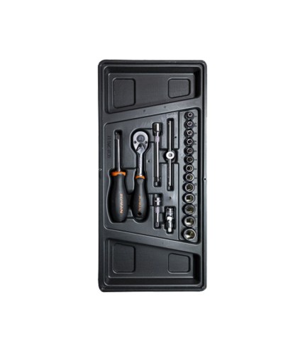 19Pc - 1/4" Drive Sockets & Accessories - Tray Set | Fixman