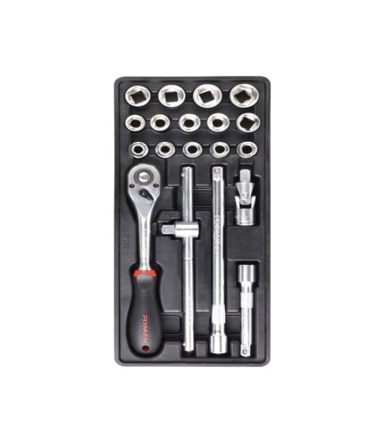 19Pc - 1/2" Drive Sockets & Accessories - Tray Set | Fixman