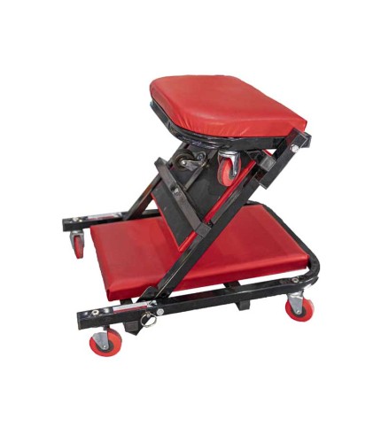 6 wheels - Mechanic creeper/chair 2-in-1 metal frame cushion | Tork Craft