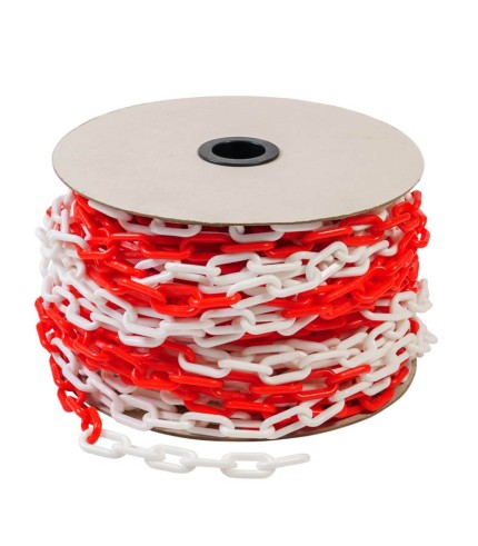 8mm - Plastic Chain - Red/White PVC - | 25m Reels